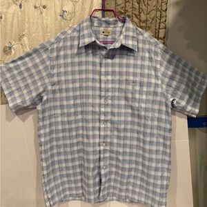 Haggar Light Blue Plaid Short Sleeve Shirt
